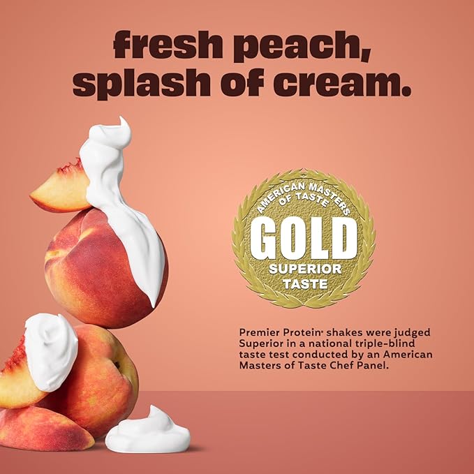 Premier Protein Shake Peaches &amp Cream 30g Protein No Added Sugar 24 Vitamins &amp Minerals to Support Immune Health 11.5 fl oz 12 Pack