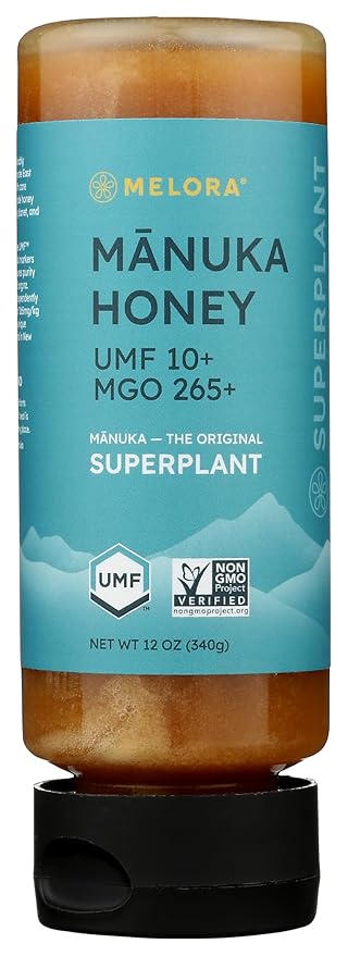 Melora Premium Raw Manuka Honey MGO 265+ (12 Oz) | Non-GMO Gluten Free Natural Prebiotic &amp Daily Wellness Support From New Zealand Traceable from Hive to Hand