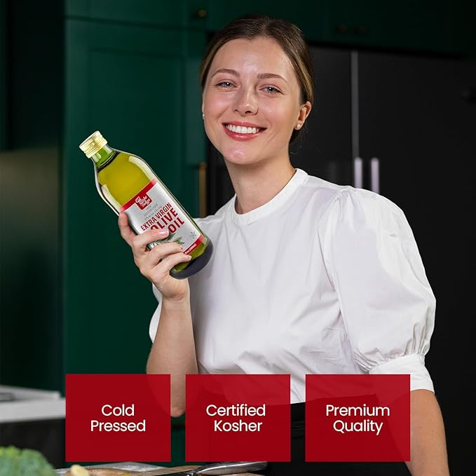 Bake and Tango Extra Virgin Olive Oil 33.8 fl oz - Certified Kosher Premium Quality Cold-Pressed 100% Pure Olive Oil for Cooking Baking and Salad Dressings