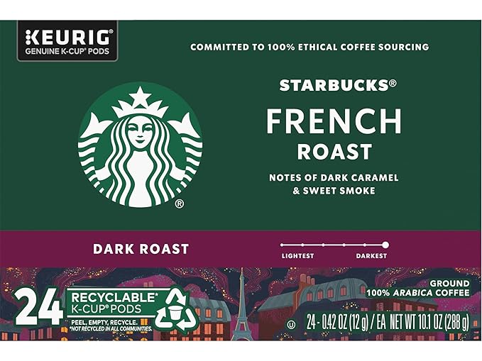 Starbucks French Roast Dark Coffee 72 K-Cups (3 Pack of 24 k-cups)