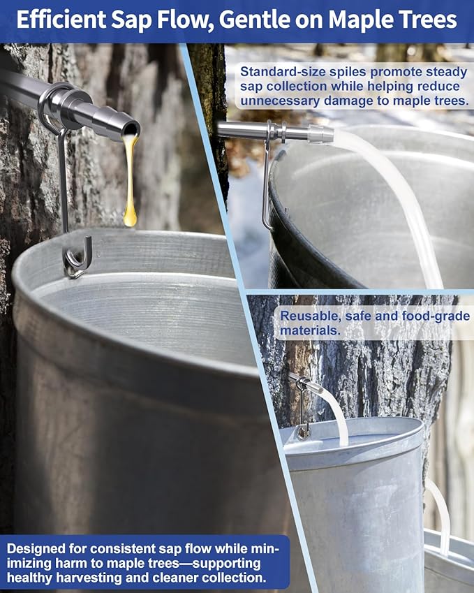 42Pcs Maple Syrup Tapping Kit Maple Tree Tapping Kit with 12 Metal Maple Syrup Spiles 12 Maple Syrup Tubes 12 Hooks 3 Maple Sap Filters Tree Tapping Kit for Maple Syrup Making Equipment