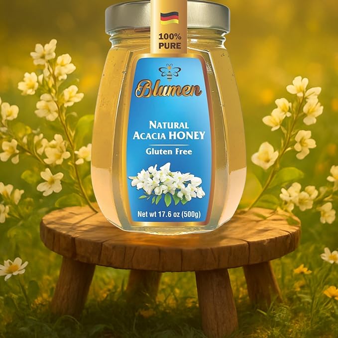 Blumen Natural Acacia Honey 17.6 oz – 100% Pure &amp Natural Light Floral Taste Gluten Free Product of Germany [Pack of 2]
