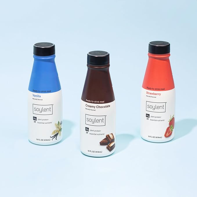 Soylent Complete Nutrition Gluten-Free Vegan Protein Meal Replacement Shake Neapolitan Variety Pack 14 Oz 12 Pack