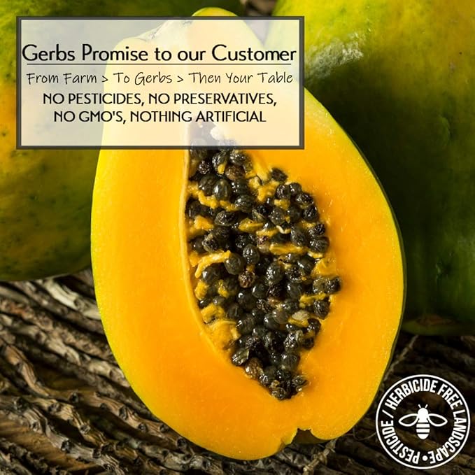 Gerbs Lightly Sweetened Dried Papaya Cubes 2 lbs. | Unsulfured No Artificial Additives Resealable Bag | Naturally Sweet &amp Chewy | Top 14 Allergen-Free