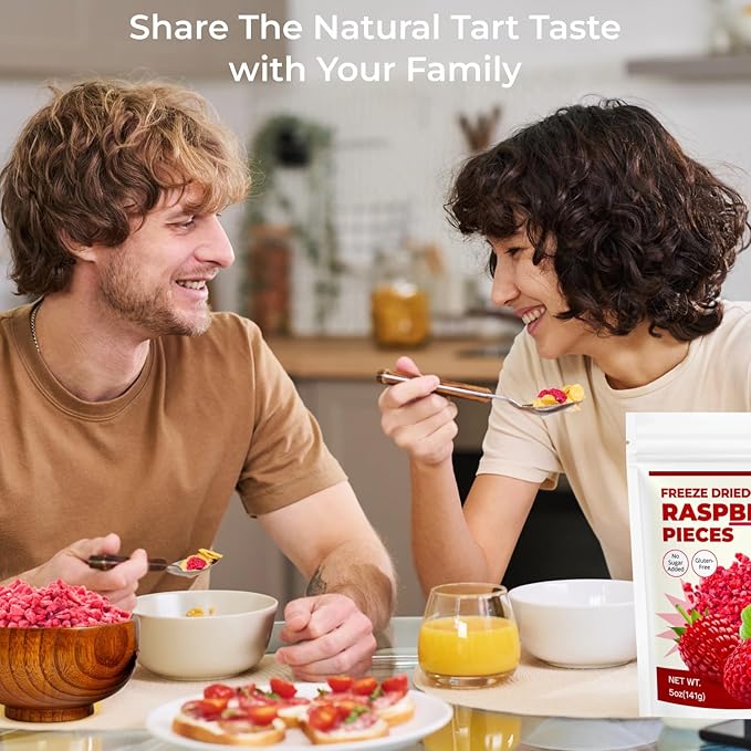 5oz Freeze Dried Raspberries Pieces – No Sugar Added 100% Real Crunchy Raspberries Natural Fruit Snack for Kids &amp Adults Non-GMO Healthy Topping for Yogurt Smoothies Cereal &amp Baking