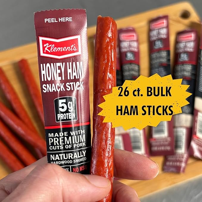 Jerky.com Honey Ham Jerky Sticks - 26 Pack | 100% Honey Ham Sticks | High Protein Low Carb Keto Friendly Gluten Free No MSG | Individually Wrapped Jerky Gifts for Men