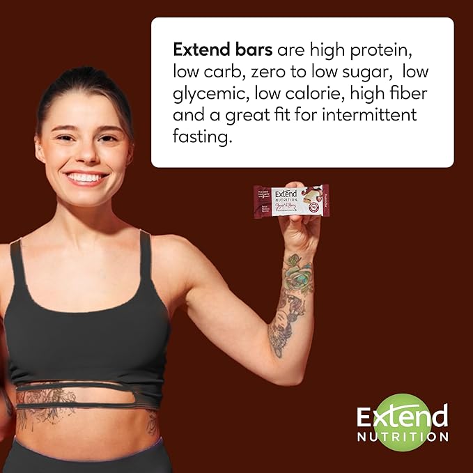 Extend Sugar Free Protein Bars Perfect Diabetic Snacks High Protein and Fiber Hunger Control &amp Steady Energy Low Carb Keto Friendly (12 Count Variety Pack)
