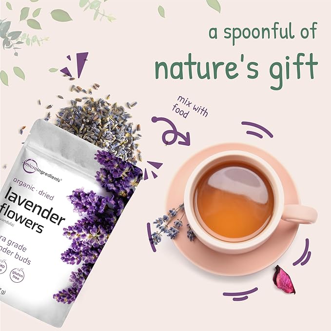 Organic Dried Lavender Flowers 2lbs (32oz) | Culinary Lavender from France for Tea Home Fragrance &amp Sachets | Food Grade Edible Buds | Non-GMO Bulk Supply