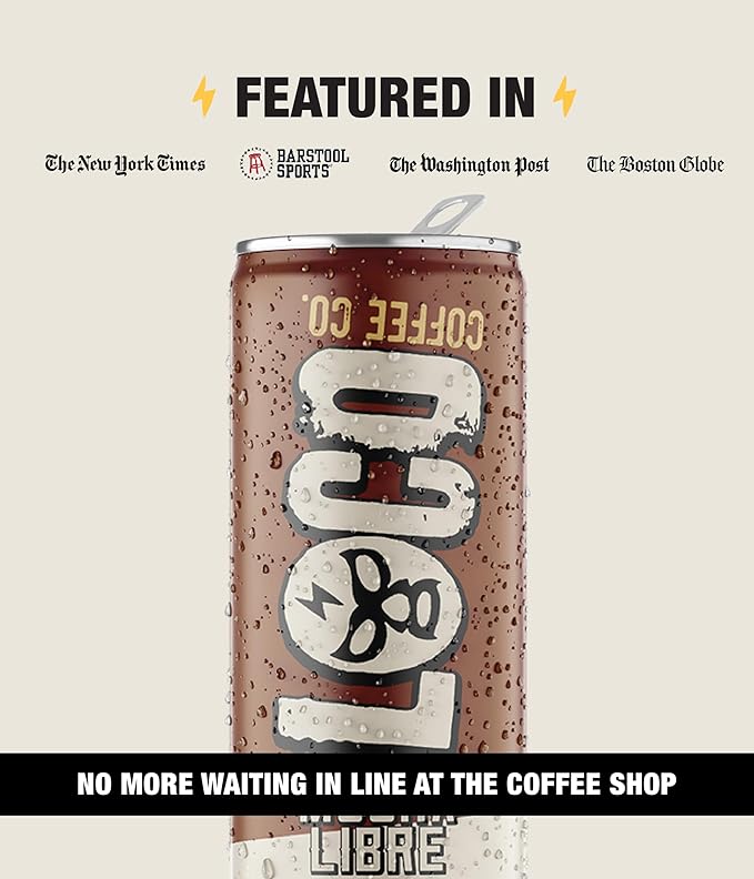 Loco Coffee Mocha Latte 11 Ounce Can 12 Count | Zero Sugar 200mg Caffeine | Gluten Free and Dairy Free | Low Calorie Iced Coffee