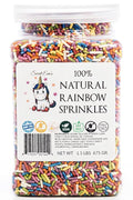 100% NATURAL RAINBOW SPRINKLES - NATURAL COLOR DAIRY FREE NUT FREE GLUTEN FREE SOY FREE VEGAN EGG FREE AND KOSHER 1.5 LBS. CUPCAKE AND CAKE TOPPERBULK CANDY RESEALABLE CONTAINERCOLORFUL