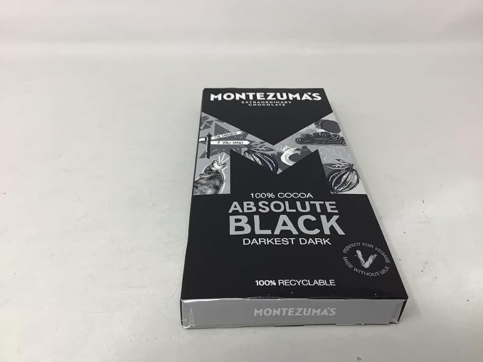 Montezuma Dark Chocolate Absolute Black 100% Cocoa 90g (Pack of 9)