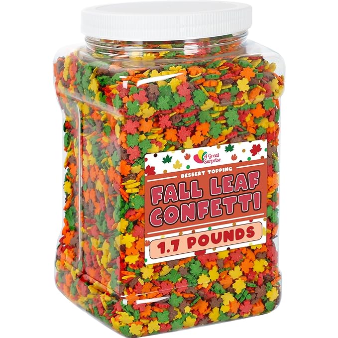 Thanksgiving Sprinkles - 1.7 Pounds - Fall Leaf Sprinkles for Baking - Autumn Leaf Shapes - Toppings for Cupcakes Cookies Cake Decorating
