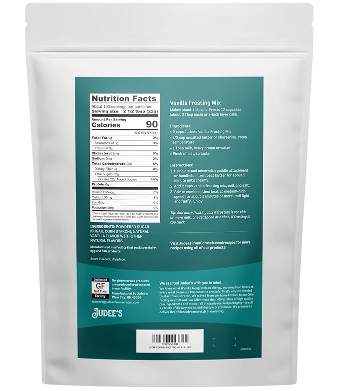 Judee's Vanilla Frosting Mix 5 lb - Great for Decorating Cookies and Cakes - Non-Dairy Alternative - Made in USA - Vegan and Non-GMO - Gluten-Free and Nut-Free