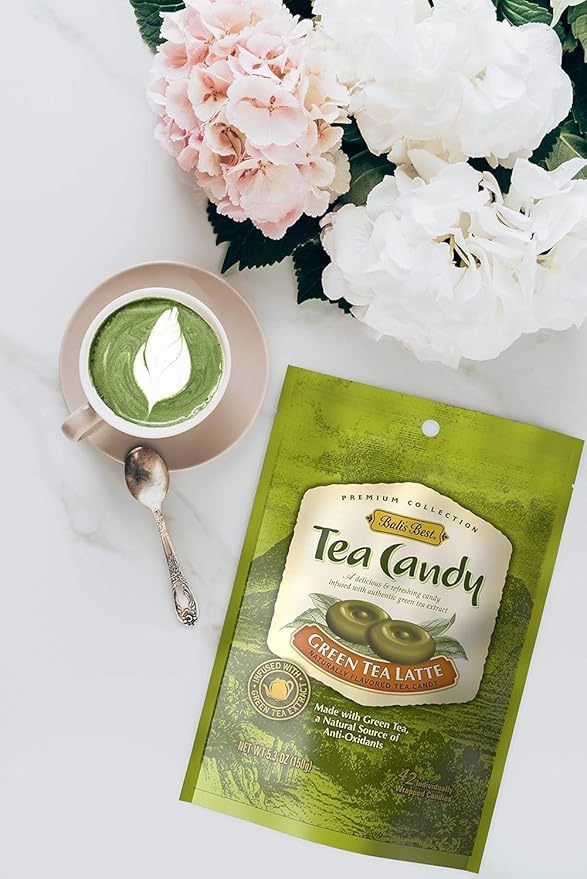 Bali's Best Green Tea Latte Candy 5.3 Oz (Pack of 12) Individually Wrapped Hard Candy Made with Real Tea with Natural Antioxidants Halal