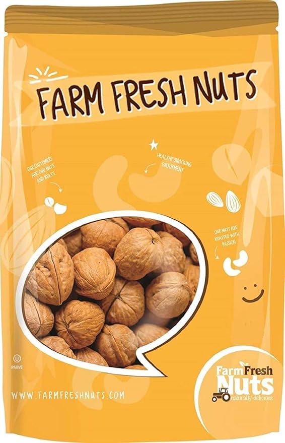 In Shell Walnuts (2 Lbs.) - Large Natural California Walnuts - Great Source of Omega 3 - Fresh New Crop - Bursting with Flavor - Farm Fresh Nuts Brand