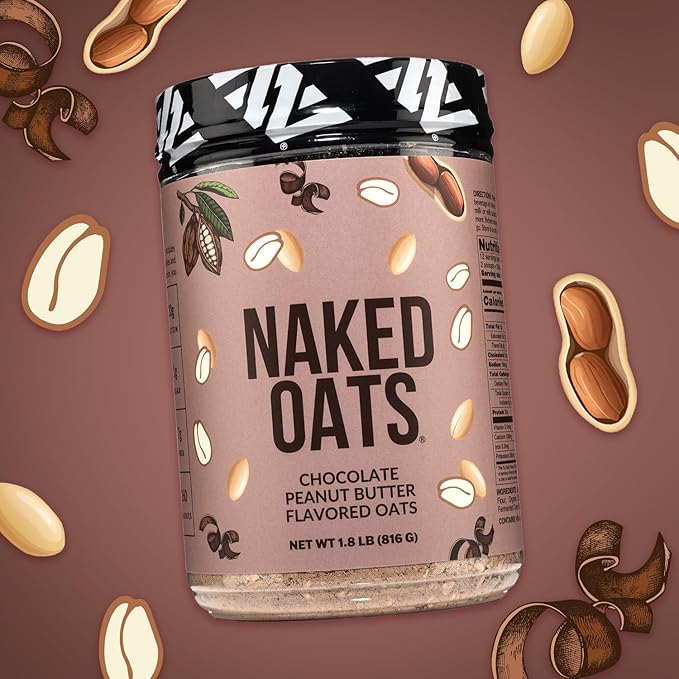 Naked Oats - Chocolate PB Overnight Oats 20g Grass-Fed Protein Gluten-Free Oatmeal Instant Breakfast or Shake High Protein Oatmeal High Fiber Breakfast Shake Non GMO No Soy - 12 Servings