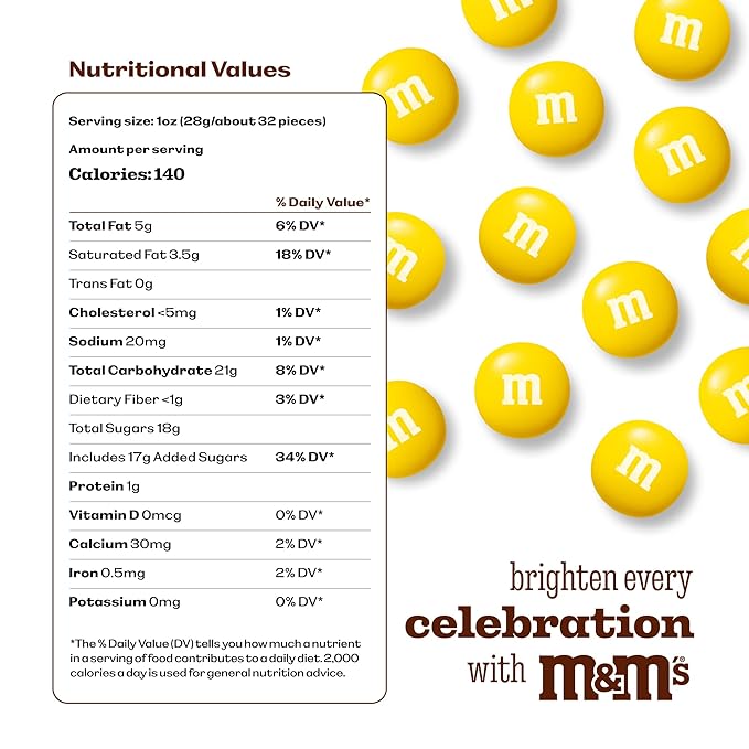 M&ampM’S WORLD Yellow Milk Chocolate Candy for Birthday Party Favors Birthday Treats Easter Graduations Dessert Buffets Candy Bars and more - Resealable 2 lbs Pack
