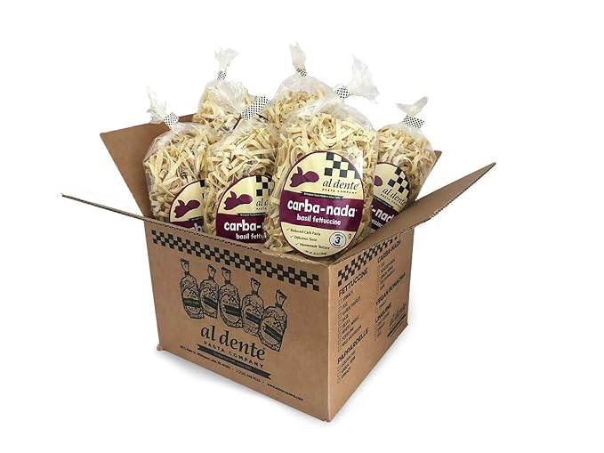 AL DENTE Carba-Nada Basil Fettuccine Reduced-Carb High Protein Pasta (Pack of 6) 10 Ounce