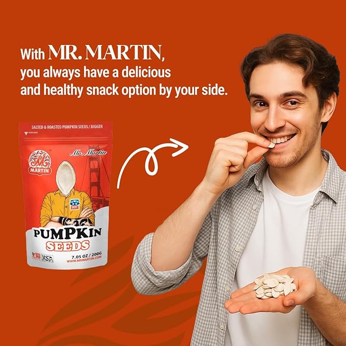 MR. MARTIN Freshly Roasted Salted Pumpkin Seeds Keto Friendly Snack Non-GMO Vegan Low Sodium 3 Pack