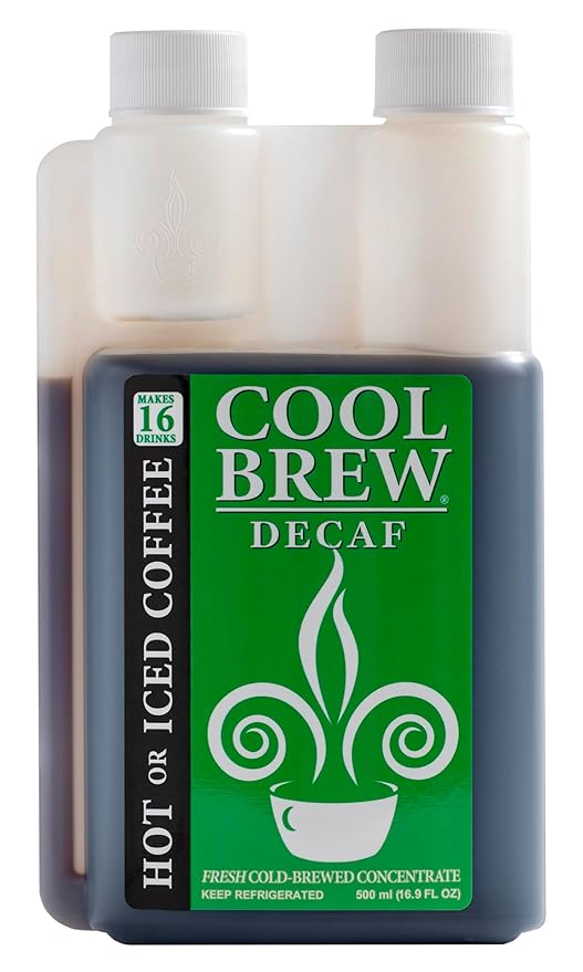 CoolBrew Decaf 6 Pack - 16 DRINKS PER BOTTLE - Fresh Cold Brew Liquid Concentrate - For Iced or Hot Coffee Unsweetened No Preservatives