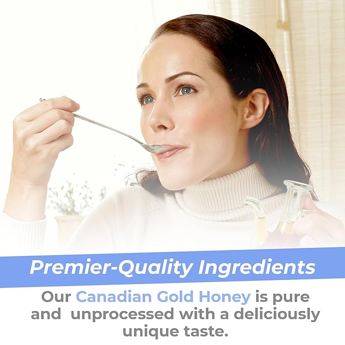 Premier Research Labs Canadian Gold Honey - Raw Honey Pure Honey Raw Unpasteurized Honey Unfiltered 100% Pure Sugar-Free Unprocessed Wildflower Honey - 1 lb Jar