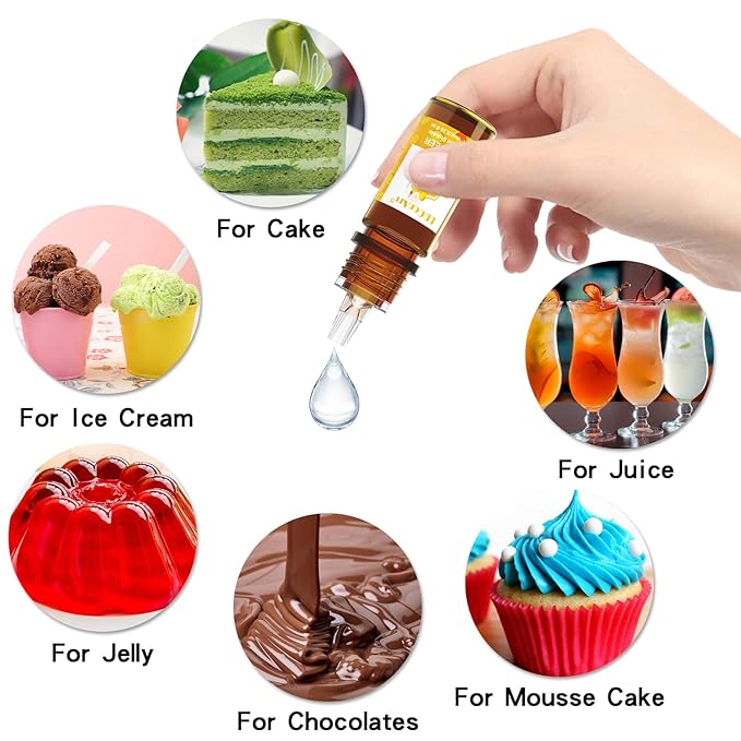 Food Flavoring Oil - Concentrated Candy Flavors 6 Liquid Lip Gloss Flavoring Oil Cake Batter Lemon Root Beer Flavor Oil for Baking Cooking Slime Making Drinks Water &amp Oil Soluble - 0.25 Fl O