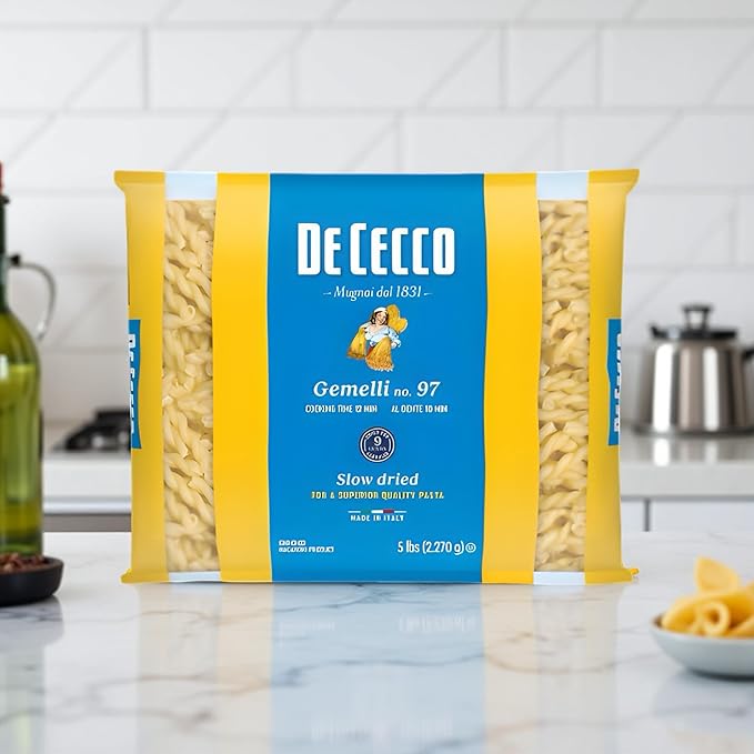 De Cecco Semolina Pasta Gemelli No.97 5 Pound (Pack of 4)