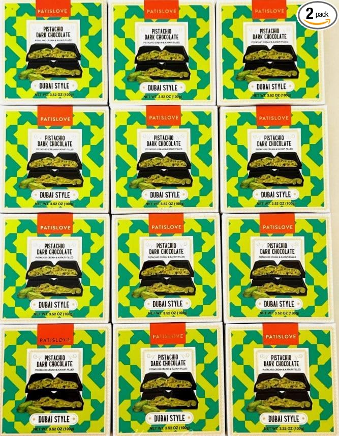 Trader Joe's Pistachio Dark Chocolate – Dubai Style Rich &amp Nutty Gourmet Treat | 3.52 oz (100g) Pack of 24612 (12-pack)