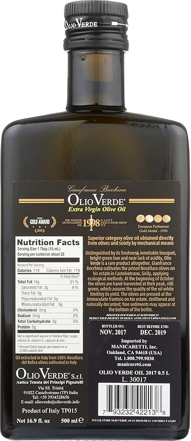 Olio Verde Oil Olive Extra Virgin 16.89 oz