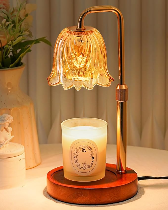 Flower Candle Warmer Lamp with Timer Dimmable Candle Warming Lamp Height Adjustable Birthday Gifts for Women Mom Candles Warmer Light for Jar Candles Christmas Gifts House Warming Gifts New Home