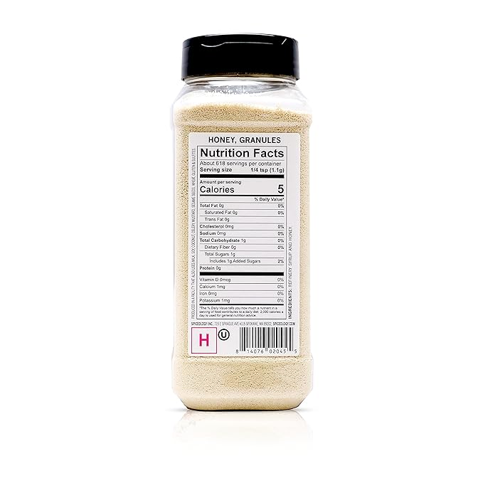 Spiceology – Honey Granules – Granulated Honey Crystals for Baking Beverages and Seasoning – Gluten-Free Sweetener for Tea Coffee Desserts and More – 24 oz