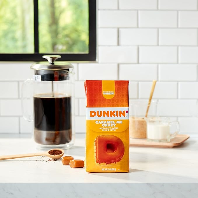 Dunkin' Caramel Me Crazy Flavored Ground Coffee11 Ounces(Pack of 2)