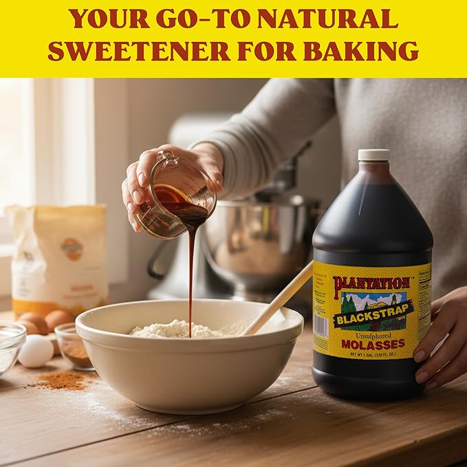 Plantation Blackstrap Molasses 1 Gallon (128 oz) – Unsulphured Blackstrap Molasses Bulk Natural Sweetener for Baking BBQ Baked Beans Gingerbread &amp Commercial Use