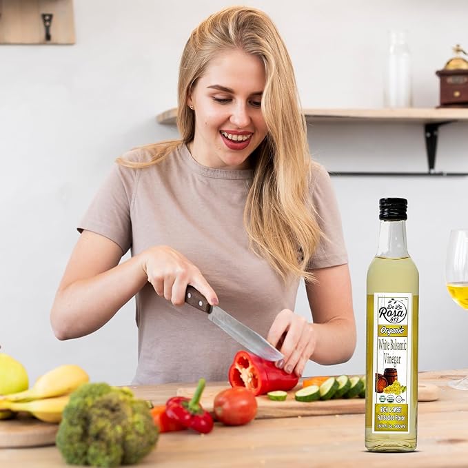De La Rosa Organic White Balsamic Vinegar Aged in Spanish Wood Barrels Kosher for Passover Vegan &amp Gluten-Free Great for Salad Dressing Marinades Organic Balsamic Vinegar 16.9 Oz (Pack of 2)