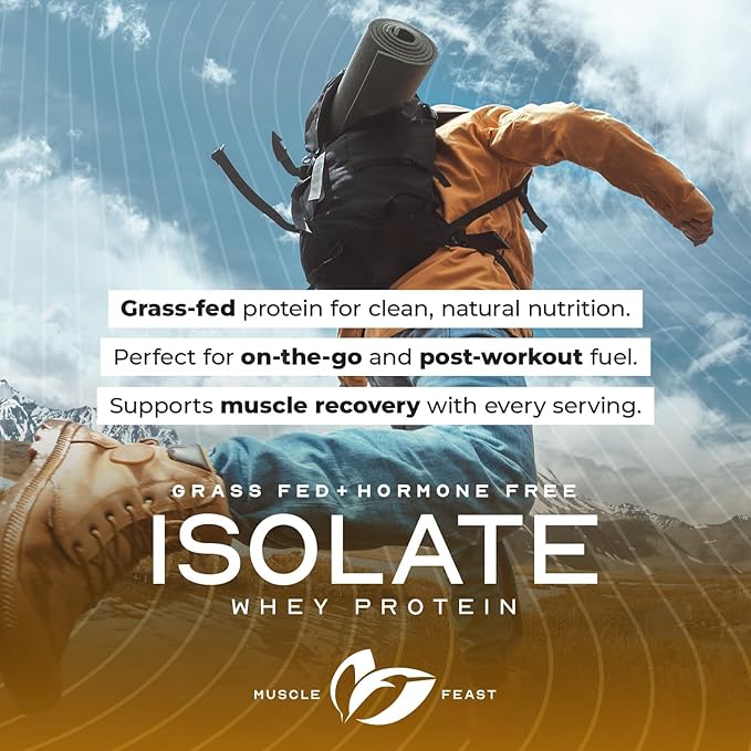 Muscle Feast Grass-Fed Whey Protein Isolate All Natural Hormone Free Pasture Raised Whey Isolate Protein Powder for Men and Women Clean Gluten-Free Delicious Isolate Protein - Raspberry 2lb
