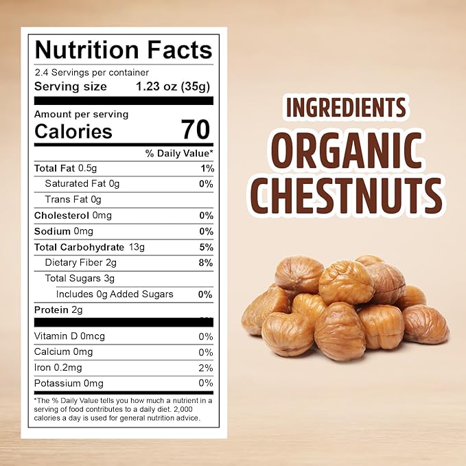 Oneg Roasted Chestnuts Peeled and Ready to Eat 6 Pack of Organic Roasted Chestnuts 5.3oz Each Vacuum Packed Perfect for Snacking or Holiday Treats Ideal Peeled for Sharing