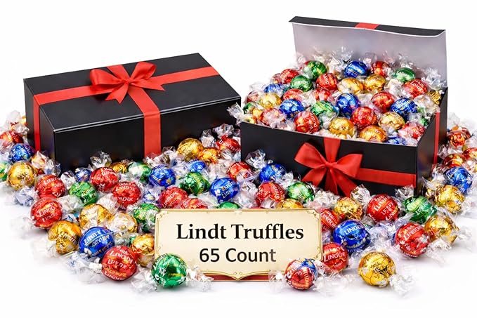 Lind.tAssorted Chocolate Truffles 60 Count 4 to 8 Flavors Individually Wrapped Gourmet Chocolate Candy Truffles Chocolate with Melting Truffle Center- Perfect for Easter Baskets etc. Parties Birthda