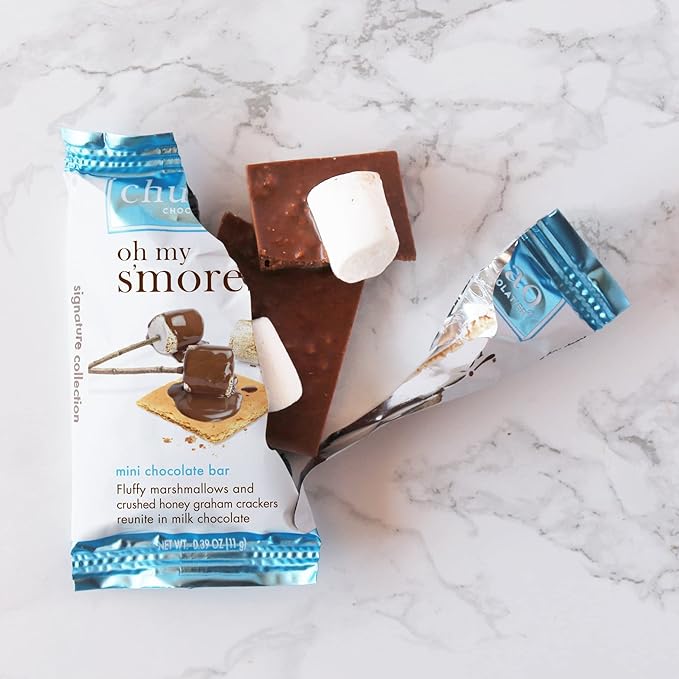 Chuao Chocolatier Oh My S'mores Milk Chocolate Mini Bars | For Gift Baskets Birthday Thank You Care Package 100 Pack 0.39 oz Each