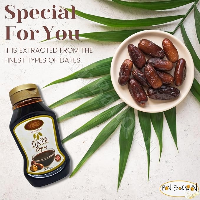 bonballoon Al Tahhan Dates Syrup Honey Molasses Egyptian Halal Pure Natural Black Strap Blackstrap Date Deps Sugar Premium Egypt Arab Non Gmo Kosher (1 Pack = 17.64 oz / 500 gm) الطحان دبس التمر حلال
