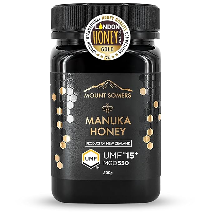 Mount Somers Premium Manuka Honey MGO 514+ / UMF 15+ 100% Pure New Zealand Manuka Honey - Genuine Natural Superfood - UMF Certified &amp Traceable 1.1lb Jar