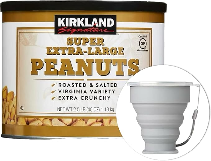 MORALZA Kirkland Signature Super Extra-Large Peanuts 2.5 lbs.Item 222490. Bundle Sillicone Collapsible Cup 200 mL - 2 items.