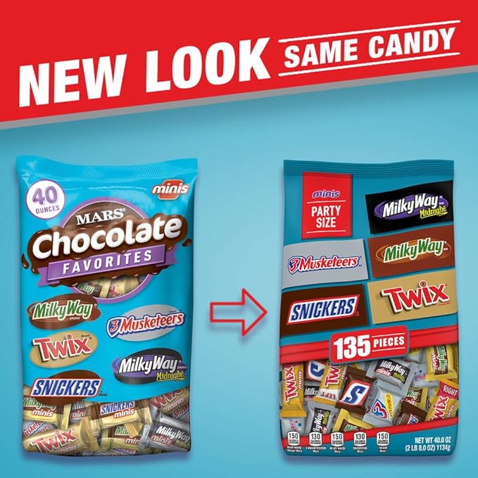 SNICKERS TWIX MILKY WAY &amp 3 MUSKETEERS Variety Pack Fun Size Variety Pack Milk Chocolate &amp Dark Chocolate Candy Bars Assortment 40 oz 135 Piece Bag