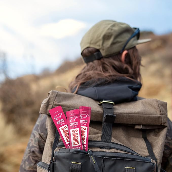 Chomps Grass-Fed and Finished Spicy Habanero Beef Jerky Snack Sticks 24-Pack - Keto Paleo Whole30 10g Lean Meat Protein Gluten-Free Zero Sugar Food Non-GMO