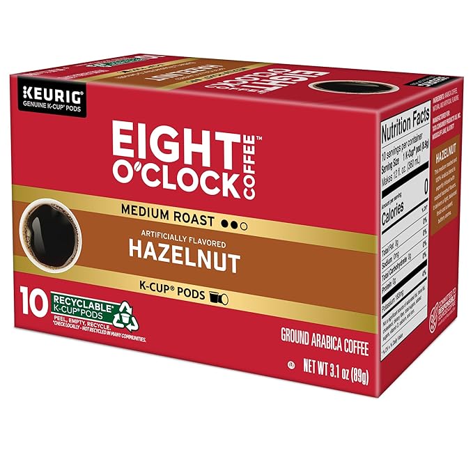 Eight O'Clock Coffee Hazelnut Single-Serve Coffee K-Cup Pods Medium Roast 60 Count