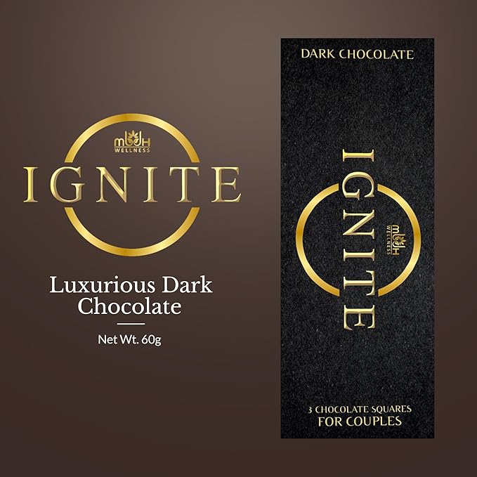 Ignite Dark Chocolate Bars – Premium 60% Cocoa Squares for Couples – Luxurious Dark Chocolate Crafted for Shared Moments Special Occasions – Ideal for Sharing and Indulging Together – Pack of 1