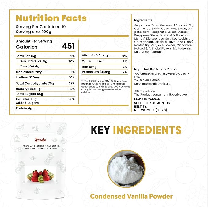 Fanale Premium Horchata Bubble Tea Flavoring Powder | Perfect for Baking Smoothies Desserts and Drinks | Instant Flavoring Powder for Boba Milk Tea- 2.2 Pounds (Pack of 1).
