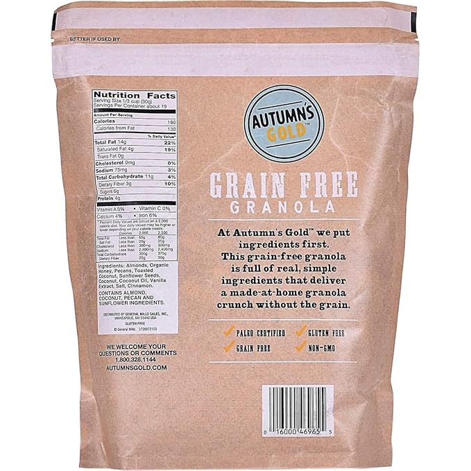 Generic (Pack of 3) Autumn's Gold Grain Free Toasted Coconut Almond Granola 1lb 4oz