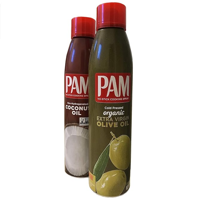 Pam Cold Pressed Organic Extra Virgin Olive Oil and Pam Non-Hydrogenated Coconut Oil Non-Stick Cooking Spray Set