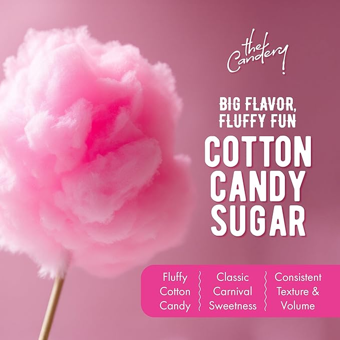 The Candery Cotton Candy Floss Sugar 32oz (2-Pack) Includes | Raspberry Blue and Strawberry | Plastic Reusable Jars | Easy Pour Spout or Scoop | 2 LBS Jars