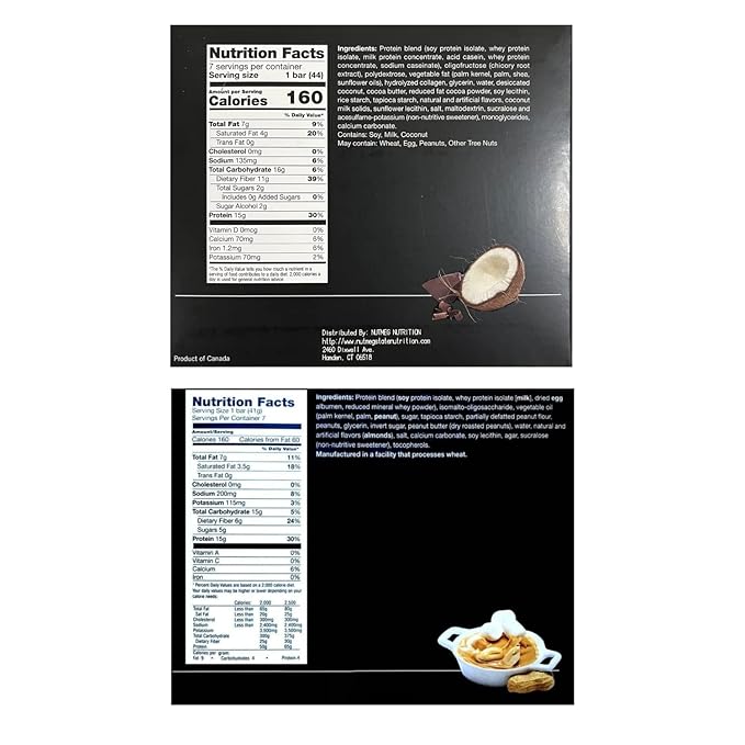 PROTIFIT - Low Calorie Coconut Crunch &amp Fluffy Nutter Protein Bar 2 Pack High Protein 15g Protein Low Carb Low Sugar Ideal Protein Compatible 7 Servings Per Box (2 Pack)